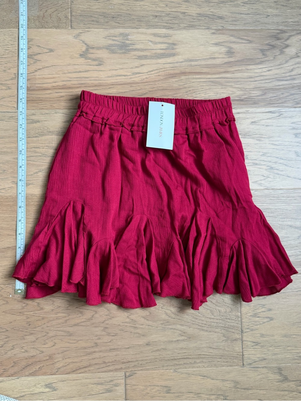 Red Ruffle Hem Women’s Skirt